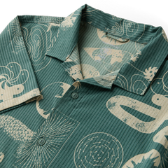 Bless Up Trail Button Up Shirt - Slate Green/Tan