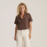Crosswinds Camp Button Up Shirt - Coco Bean