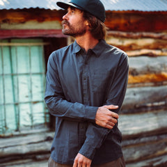 Made To Fade Long Sleeve Button Up Shirt - Washed Charcoal