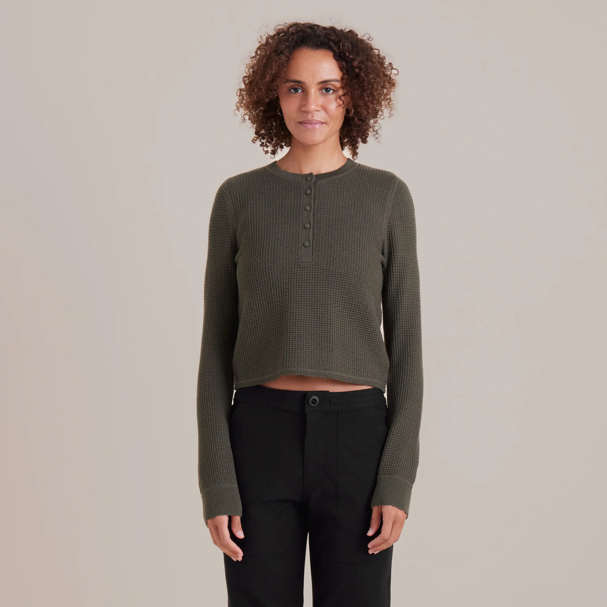 Well Worn Long Sleeve Thermal Sweater - Military