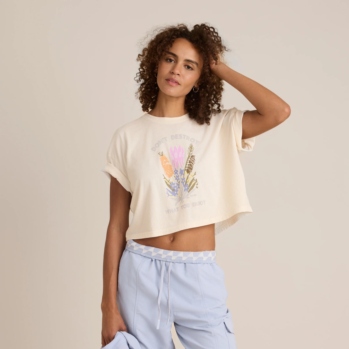 Nature Cropped Boxy Premium Tee - Eggshell