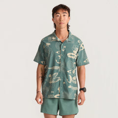 Bless Up Trail Button Up Shirt - Slate Green/Tan